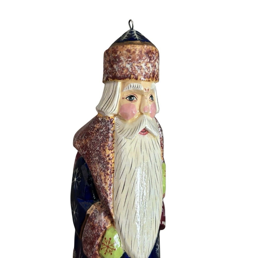 Vintage Russian Hand Carved Painted Santa Ded Moroz Christmas Ornament 5" Figure - Picture 7 of 11